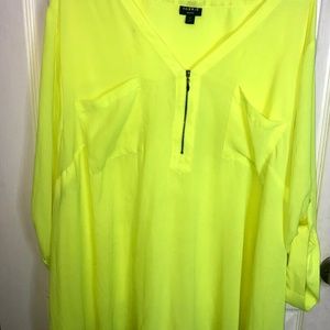 Torrid bright yellow semi sheer blouse top sz 4 plus 4x